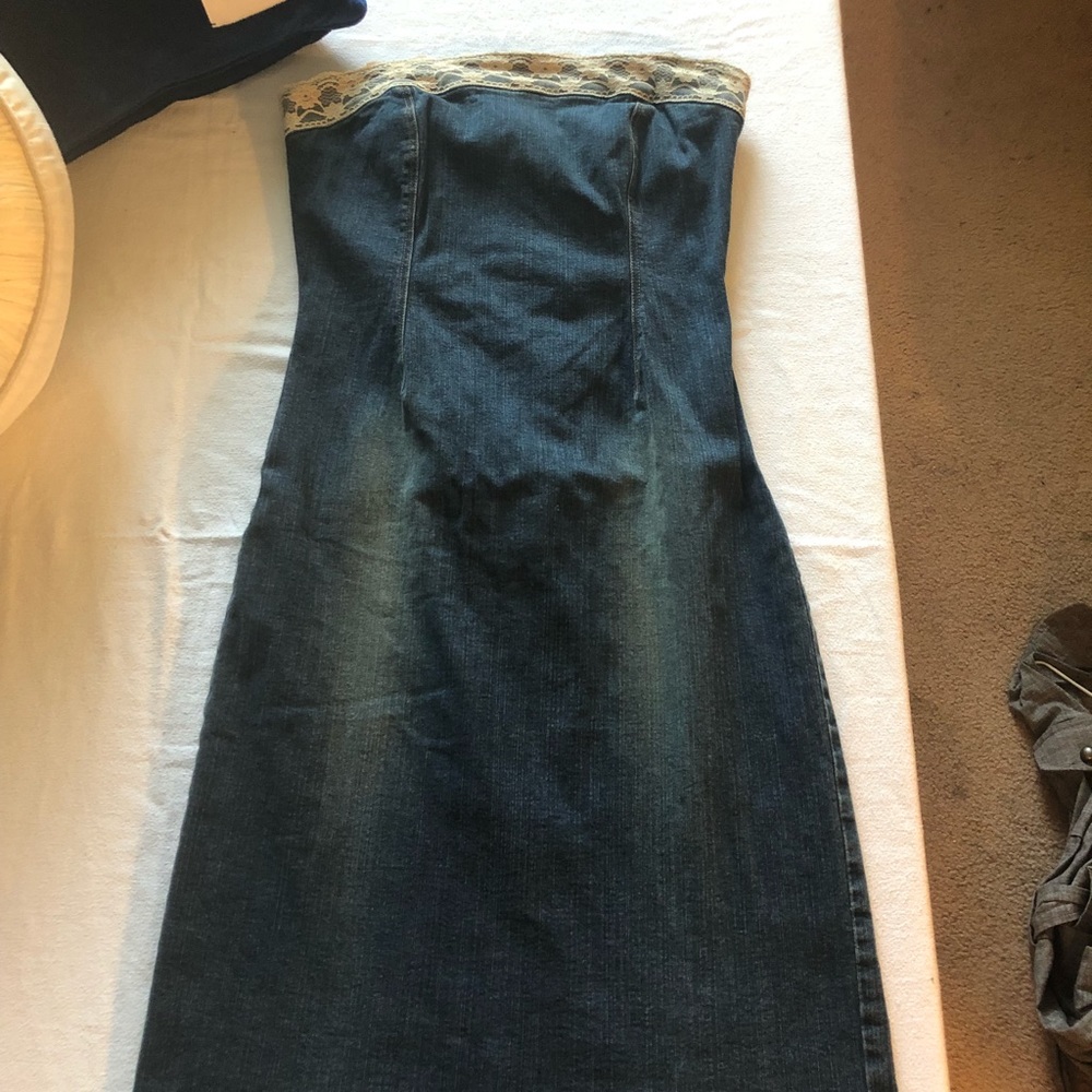 A Forever 21 lace up jeans dress